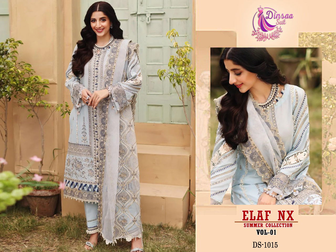 ELAF VOL 1 Dinsaa Suit Wholesale Cotton Pakistani Dress Material Catalog